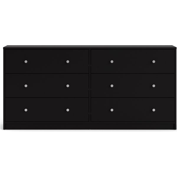 Schwarze Kommode May mit 6 Schubladen