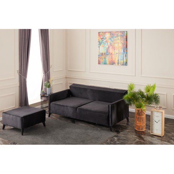 3-Sitzer-Schlafsofa - Schwarz