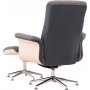 Relaxsessel mit Fußhocker - Graues Schaffellimitat/weiß getünchte Eiche