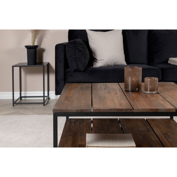 Herren-Couchtisch 80 x 80 cm - Braun/Schwarz