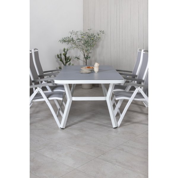 Virya Outdoor-Essgruppe mit 6 Albany-Stühlen - Weiß/Grau