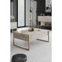 Lux Couchtisch 90 x 60 cm - Travertin/Gold