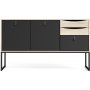 Stubble-Sideboard mit 3 Türen und 2 Schubladen - Schwarz/Eiche