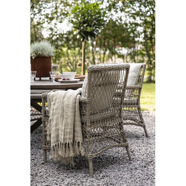 Outdoor-Sessel aus naturfarbenem Kunstrattan