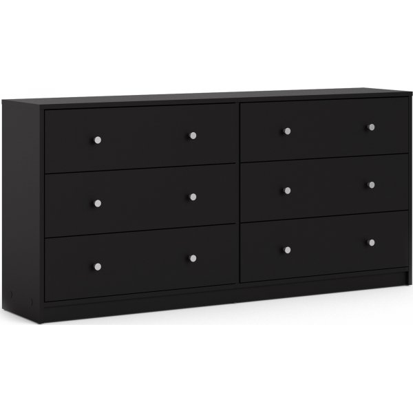 Schwarze Kommode May mit 6 Schubladen