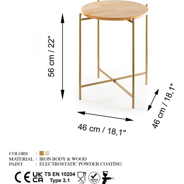Vela 4 Beistelltische - Gold/Beige