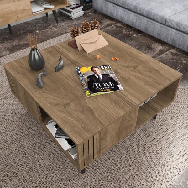 Ronas Couchtisch 89,6 x 89,6 cm - Nussbaum