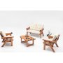 Outdoor-Sofa 3-Sitzer - Creme/Walnuss