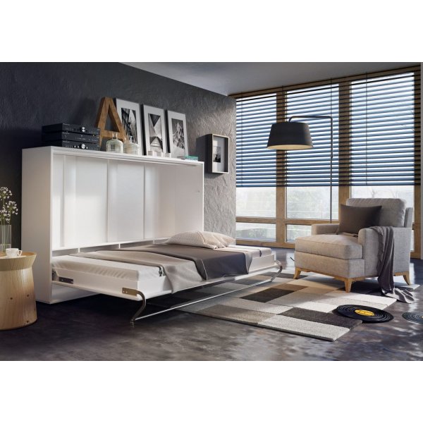 Bettschrank compact living Horizontal (Klappbett 140x200 cm) - Weiß (Matt)