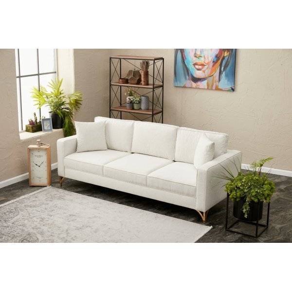 Berlin 3-Sitzer-Sofa - Cremeweiß/Gold