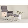 Relaxsessel mit Fußhocker - Graues Schaffellimitat/weiß getünchte Eiche