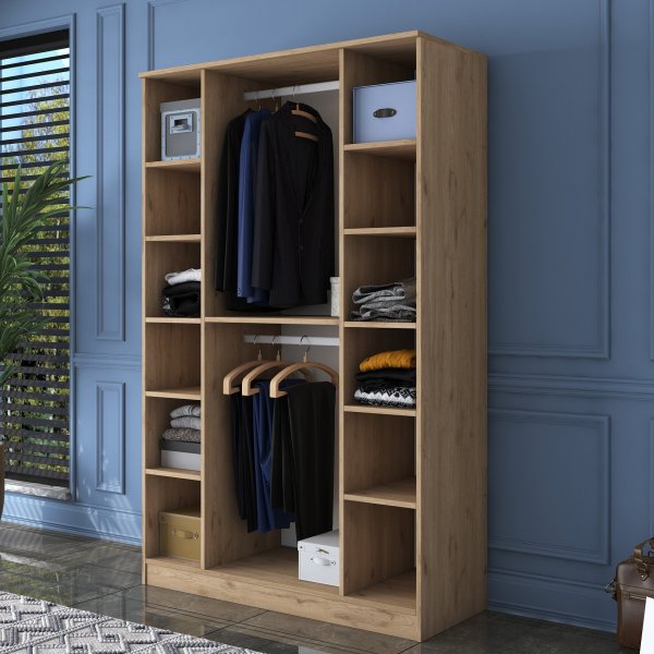 Baden Kleiderschrank 16 - Nussbaum/weiß