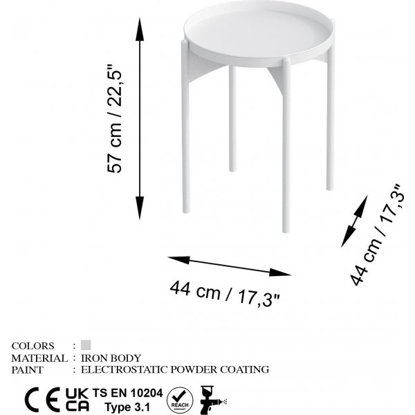 Vela Couchtisch Ø44 cm - Weiß