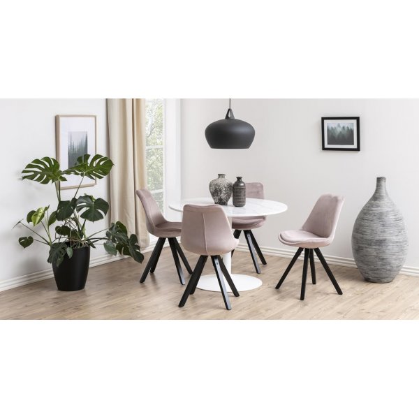 Carlisle Matbord 110 cm - Marmor/Weiß