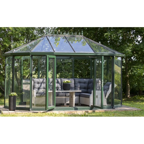 Wembley verstellbares Ecksofa mit Tisch - Leichtes synthetisches Rattan