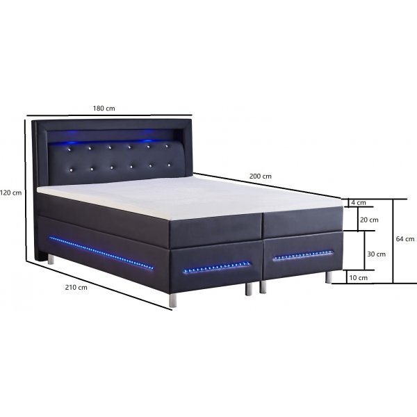 Continental Bett mit LED-Beleuchtung 180 cm - New York