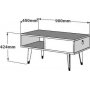 Delux Couchtisch 90 x 45 cm - Schwarz/Weiß