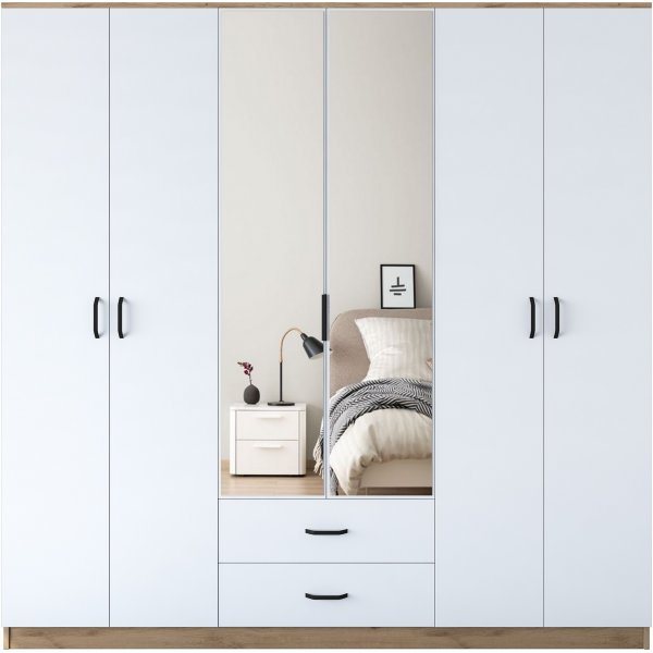 Bardo Kleiderschrank 210 x 51,5 x 210 cm - Walnuss/Weiß