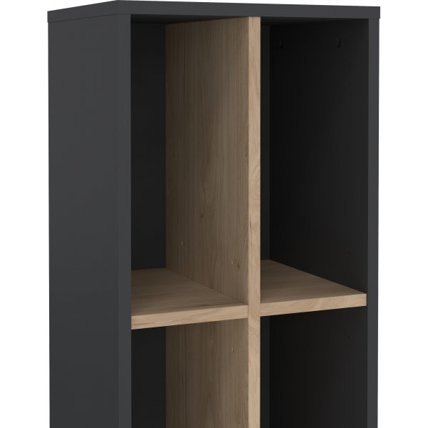 Schilder-Bücherregal mit Trennwänden - Mattgrau/Hickory