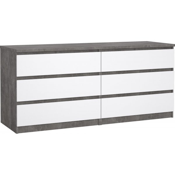 Naia Kommode mit 6 Schubladen - Beton/Weiß