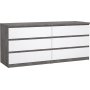 Naia Kommode mit 6 Schubladen - Beton/Weiß