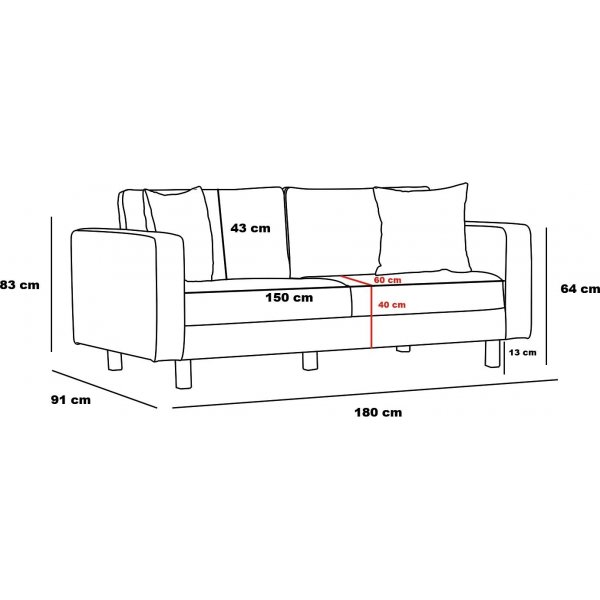 Berlin 2-Sitzer Sofa - Anthrazit/Gold