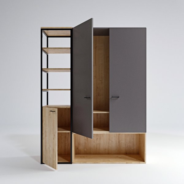Limbo Kleiderschrank 602 - Anthrazit/Eiche