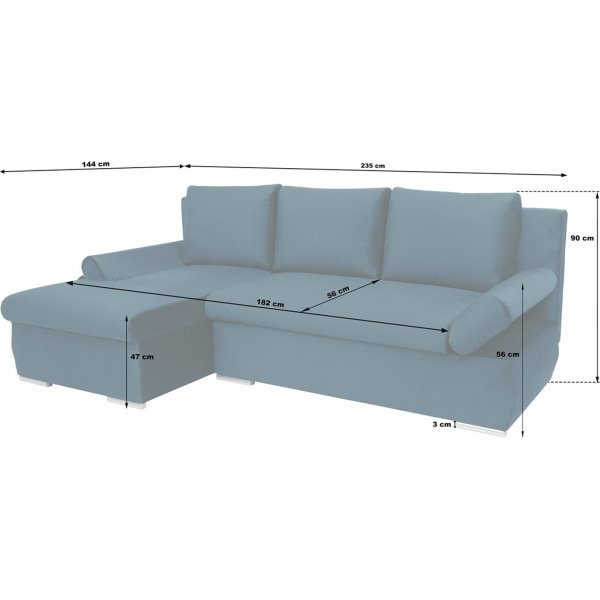 Game Schlafsofa links - Grau