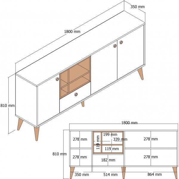 Nappa-Sideboard - Weiß