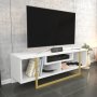 Asal Medienbank 120 cm - Gold/Weiß