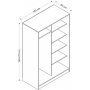 Kapusta Kleiderschrank 120 cm - Weiß/Anthrazit
