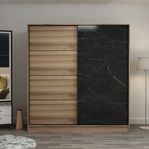 Kapusta Kleiderschrank 180 cm - Braun/Schwarz