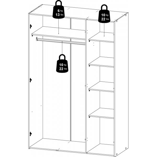 Space-Kleiderschrank mit 3 Türen - Weiß