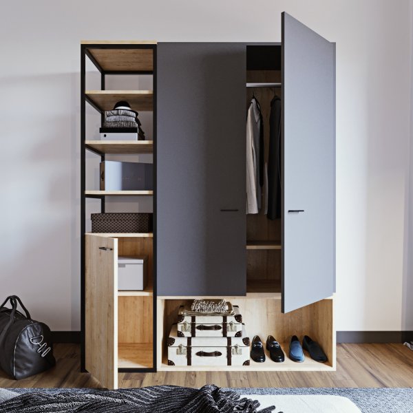 Limbo Kleiderschrank 602 - Anthrazit/Eiche