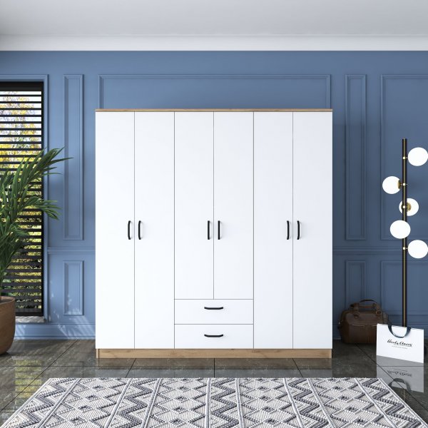 Baden Kleiderschrank 15 - Nussbaum/weiß