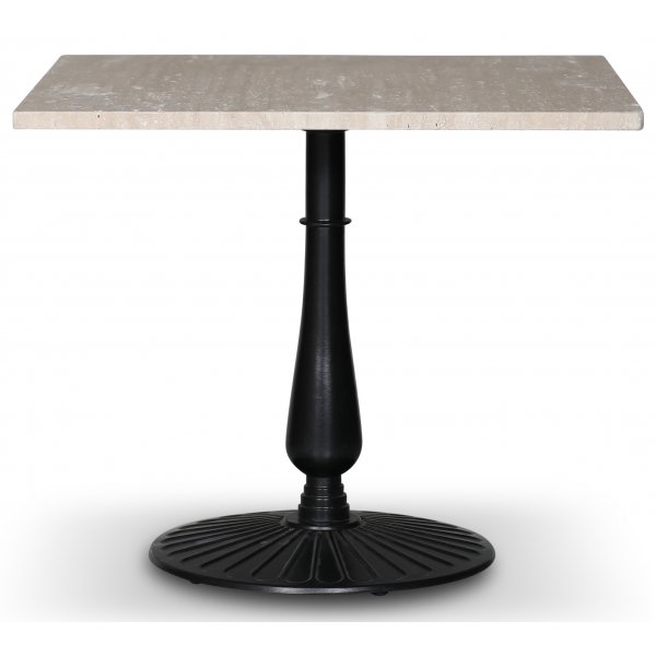 Flair Esstisch 90x90 cm - Black Mystery E100 Füße / Travertinstein