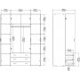 Space-Kleiderschrank mit 4 Türen und 3 Schubladen - Weiß