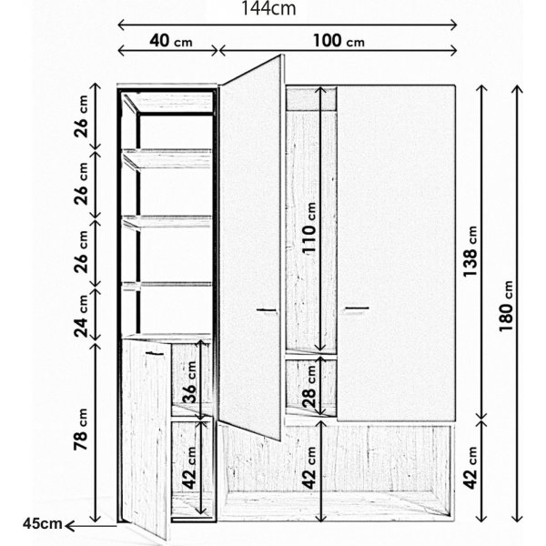 Limbo Kleiderschrank 602 - Anthrazit/Eiche