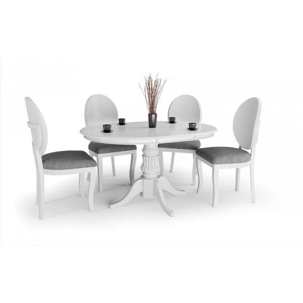 Esstisch 90/124 cm weiß - Dana + Möbelfüße