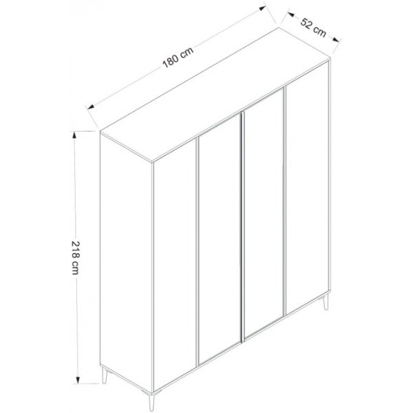 Elevate-Kleiderschrank 180 x 52 x 218 cm - Weiß