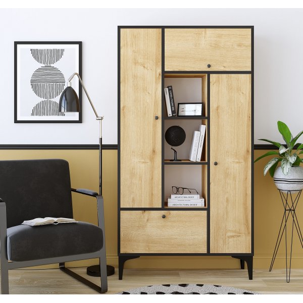 Schrank Pera - Eiche Saphir/schwarz