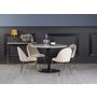 Plaza Essgruppe, Marmortisch mit 4 Plaza Samtstühlen - Beige/Brass/Schwarz