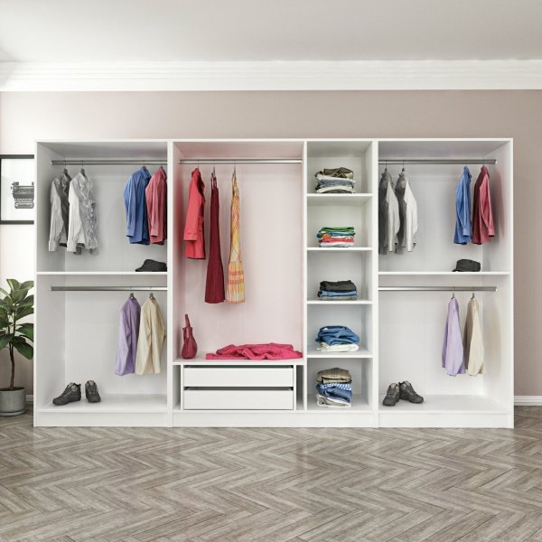 Cavolo Kleiderschrank 315 cm, Variante A - Weiß