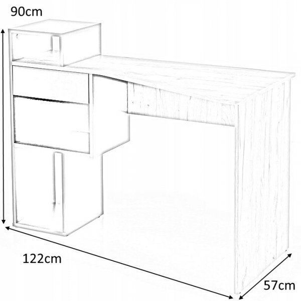 Spurs Schreibtisch 122x57 cm - Eiche/weiß