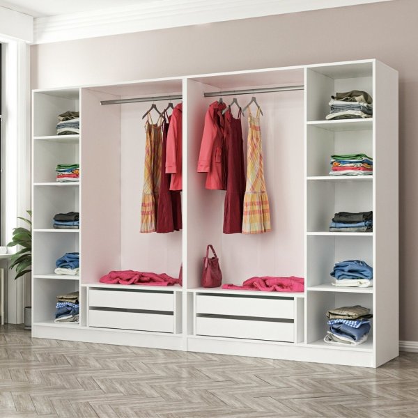 Cavolo Kleiderschrank 270 cm, Variante B - Weiß