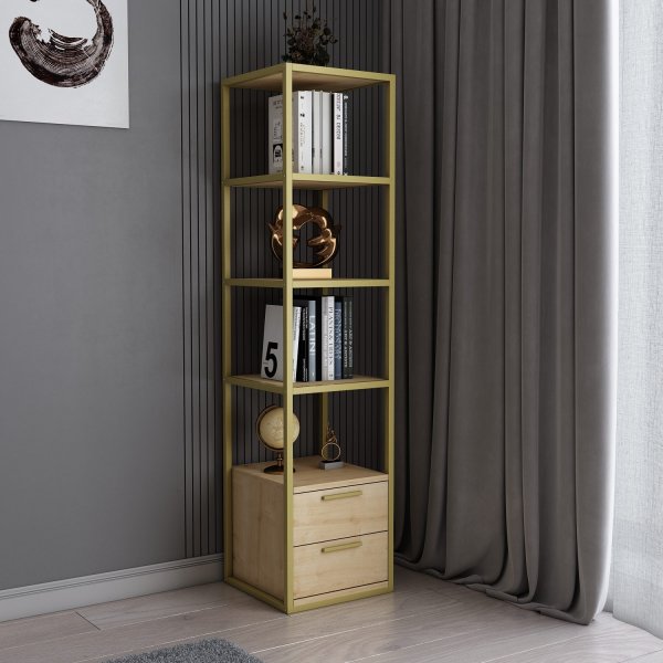 Robbins Bücherregal - Gold/Eiche