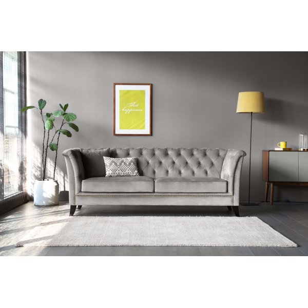 Sofa Chesterfield 3-Sitzer grau - Henry