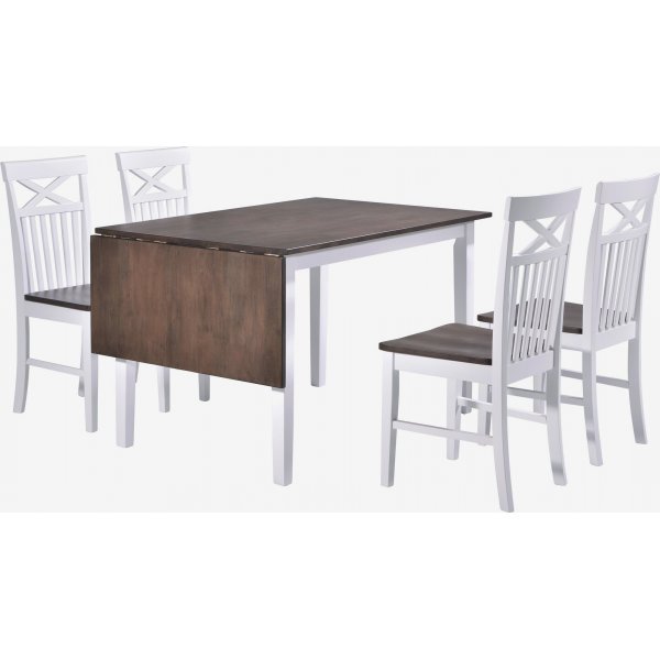Göteborg Esstisch 120-160 x 80 cm - Braun gebeizt/weiß lackiert