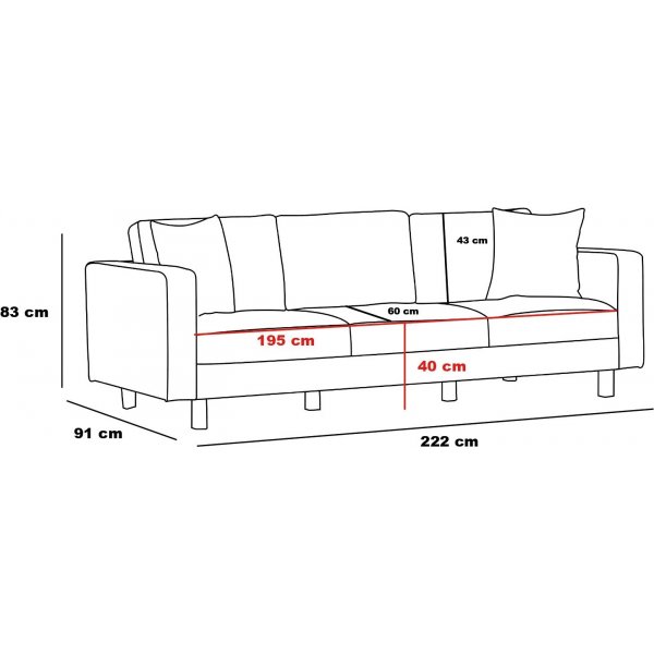 Berlin 3-Sitzer-Sofa - Cremeweiß/Gold