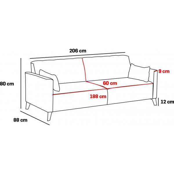 3-Sitzer-Schlafsofa - Schwarz